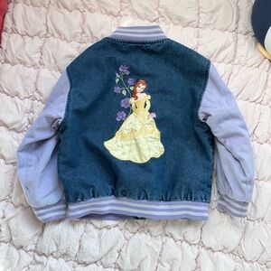 Vintage Disney Belle Varsity Denim Jacket Kids Size 5–6